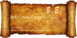 Bélteki Edit névjegykártya